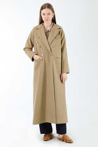 Uzun Oversize Kaşe Kaban Camel - 3
