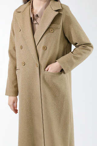 Uzun Oversize Kaşe Kaban Camel - 4