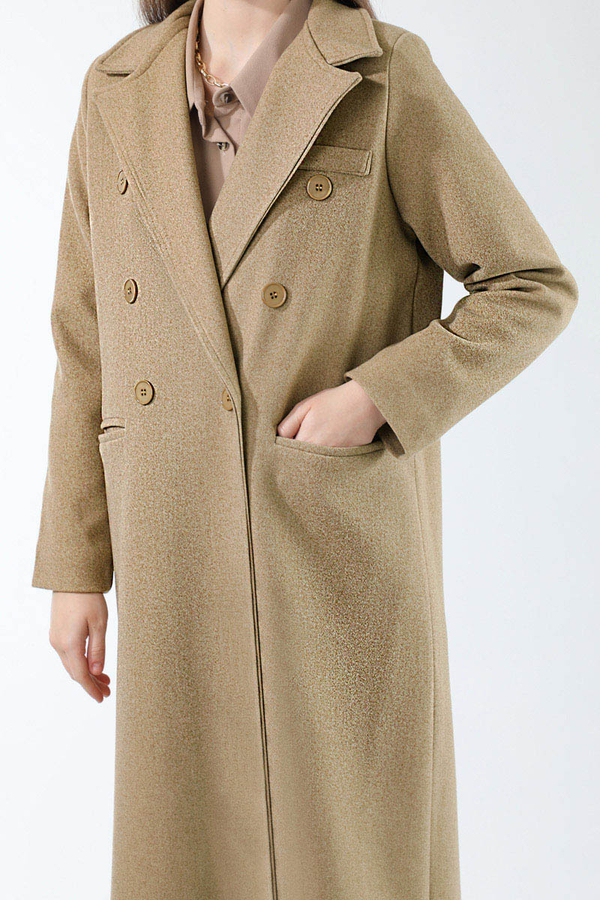 Uzun Oversize Kaşe Kaban Camel - 4