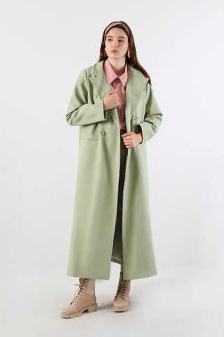 Zulays - Uzun Oversize Kaşe Kaban Mint