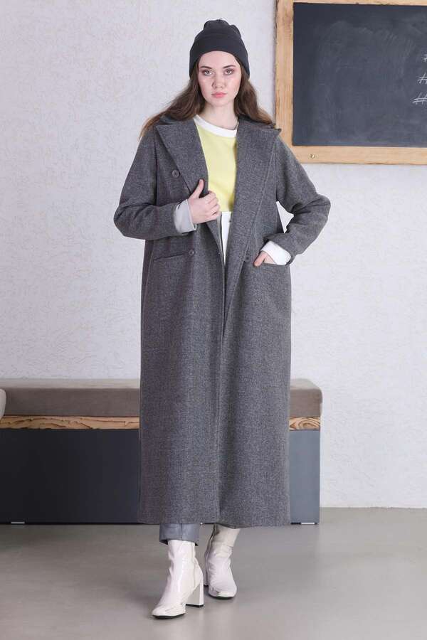 Zulays - Uzun Oversize Kaşe Füme