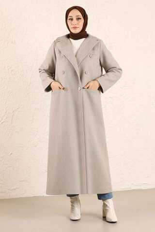Zulays - Uzun Oversize Kaşe Kaban Çakıl