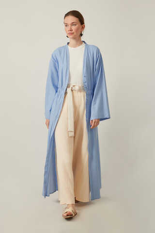 V Neck Abaya Baby Blue - 8