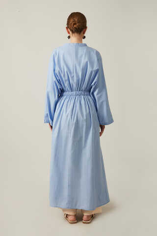 V Neck Abaya Baby Blue - 12