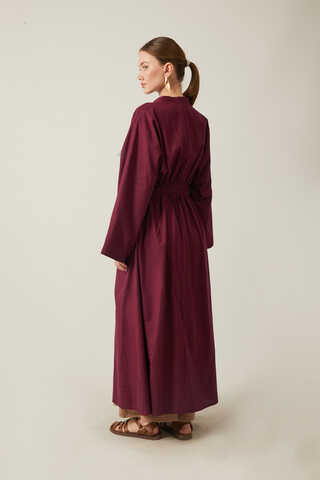 V Neck Abaya Burgundy - 18
