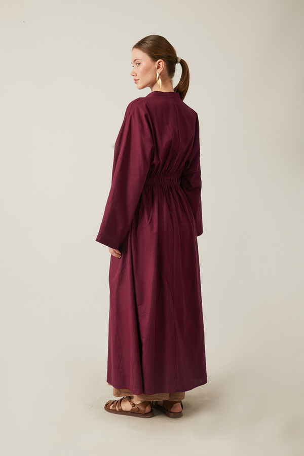 V Neck Abaya Burgundy - 18