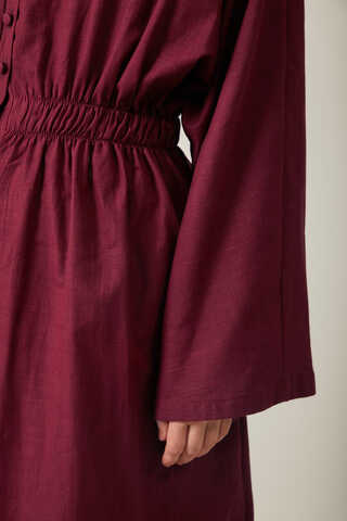V Neck Abaya Burgundy - 3
