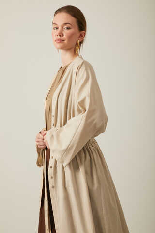 V Neck Abaya Stone - 5