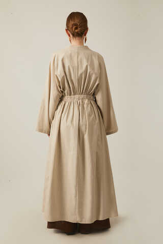 V Neck Abaya Stone - 14