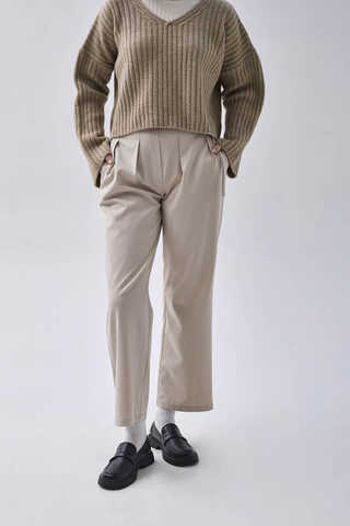 V Neck Crop Knit Sweater Mink - 5