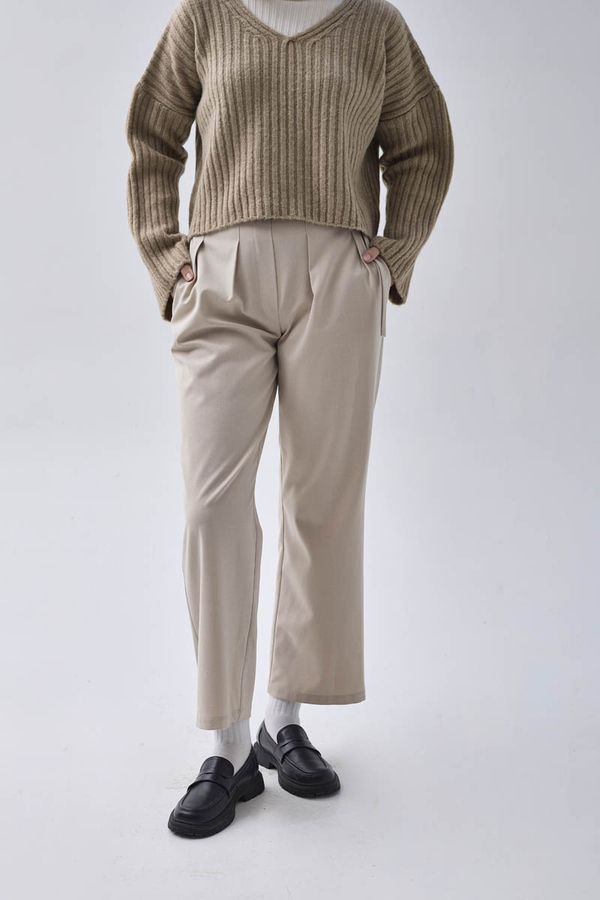 V Neck Crop Knit Sweater Mink - 5