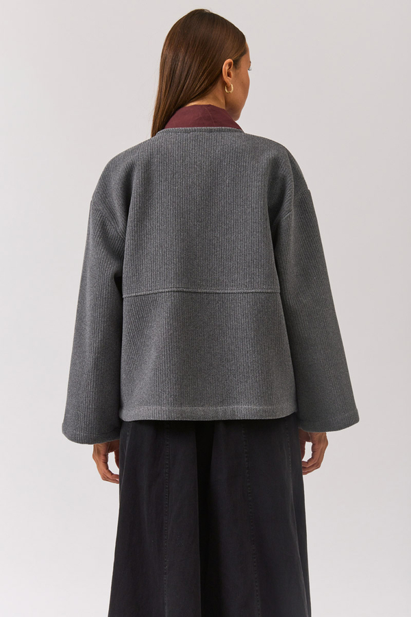 V Yaka Kruvaze Ceket Gri - 15