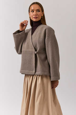 V Yaka Kruvaze Ceket Vizon - 8