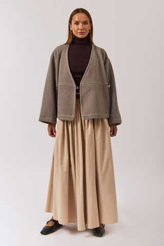 V Yaka Kruvaze Ceket Vizon - 6