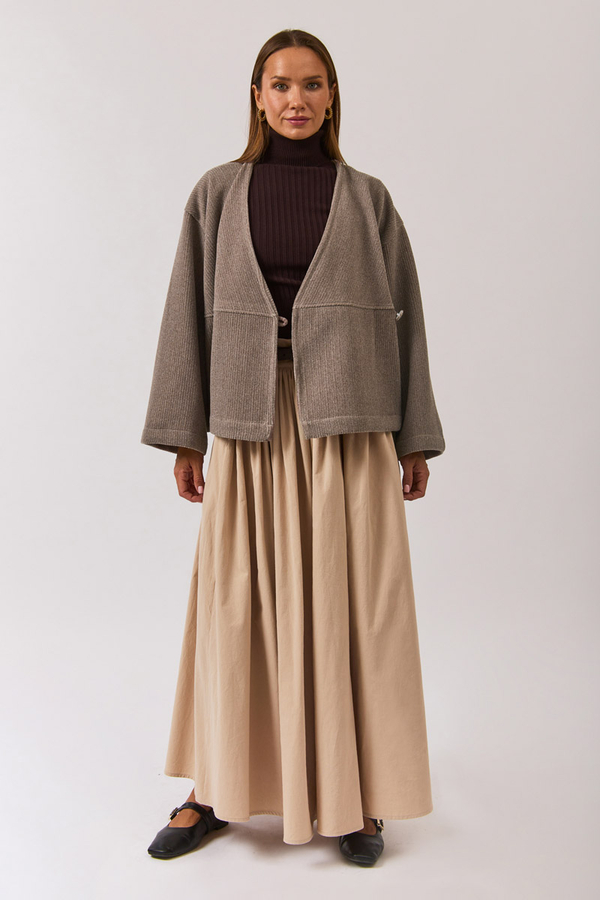 V Yaka Kruvaze Ceket Vizon - 6