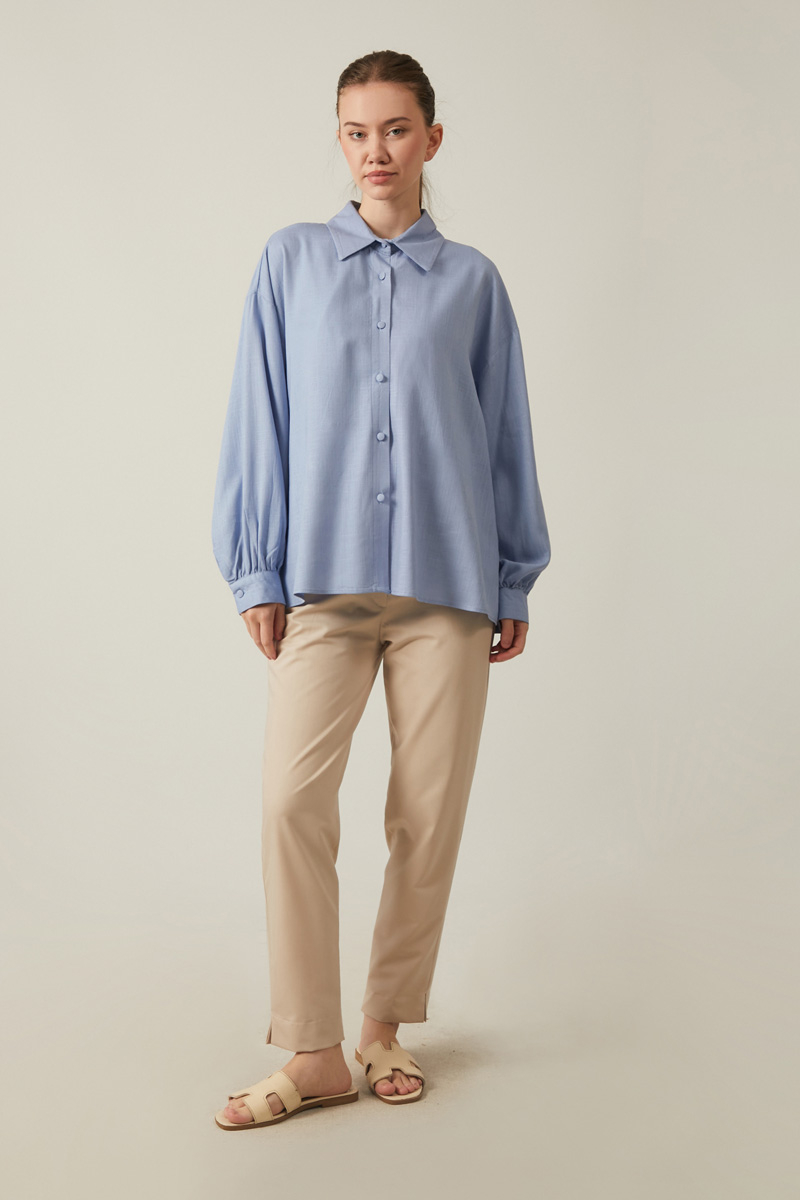 Viscose Linen Shirt Baby Blue