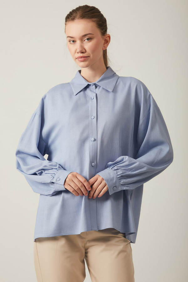 Viscose Linen Shirt Baby Blue - 2