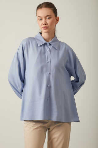 Viscose Linen Shirt Baby Blue - 4