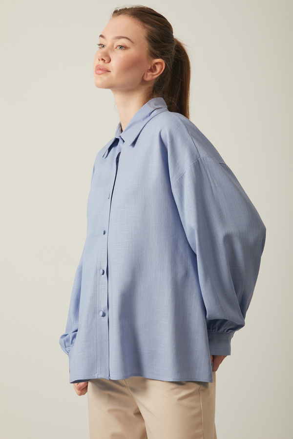 Viscose Linen Shirt Baby Blue - 5