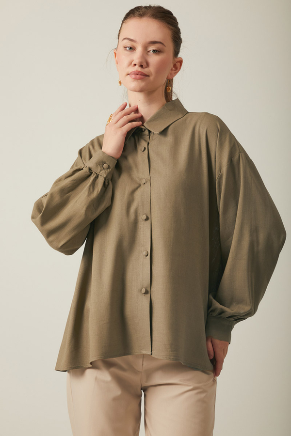 Viscose Linen Shirt Brown - 1