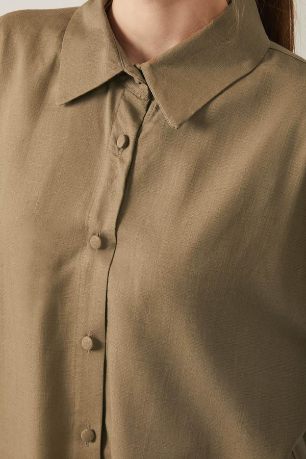 Viscose Linen Shirt Brown - 10