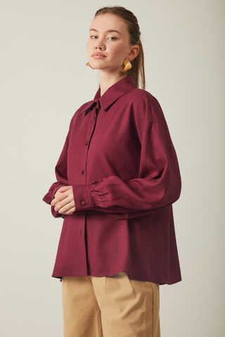 Viscose Linen Shirt Burgundy - 6