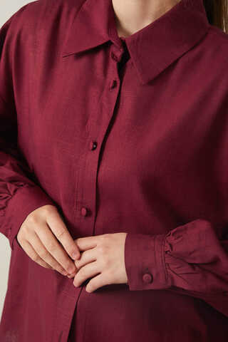 Viscose Linen Shirt Burgundy - 9