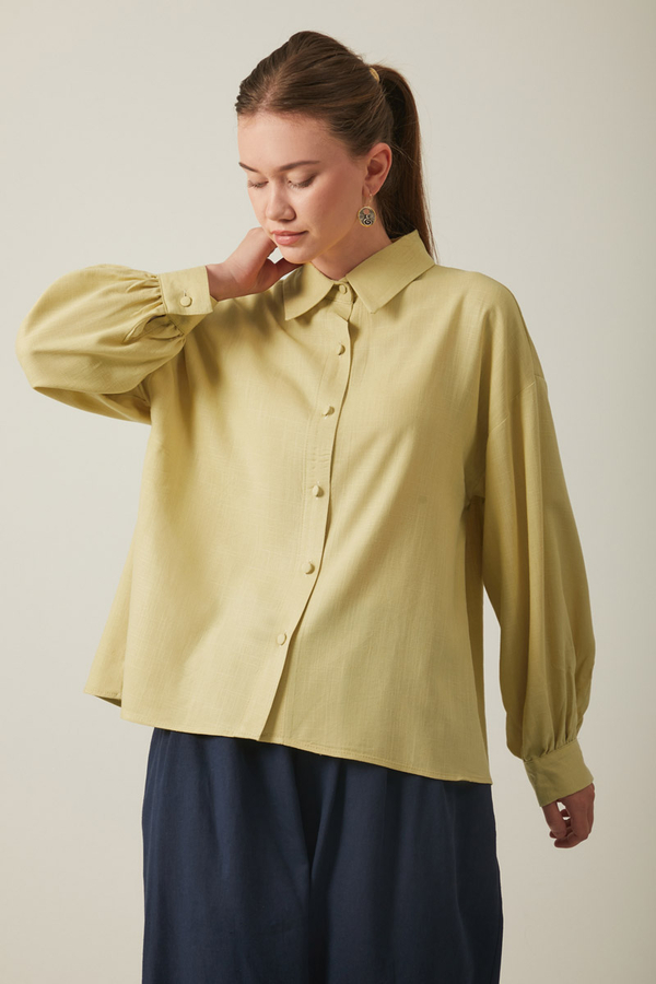 Viscose Linen Shirt Butter Yellow - 12