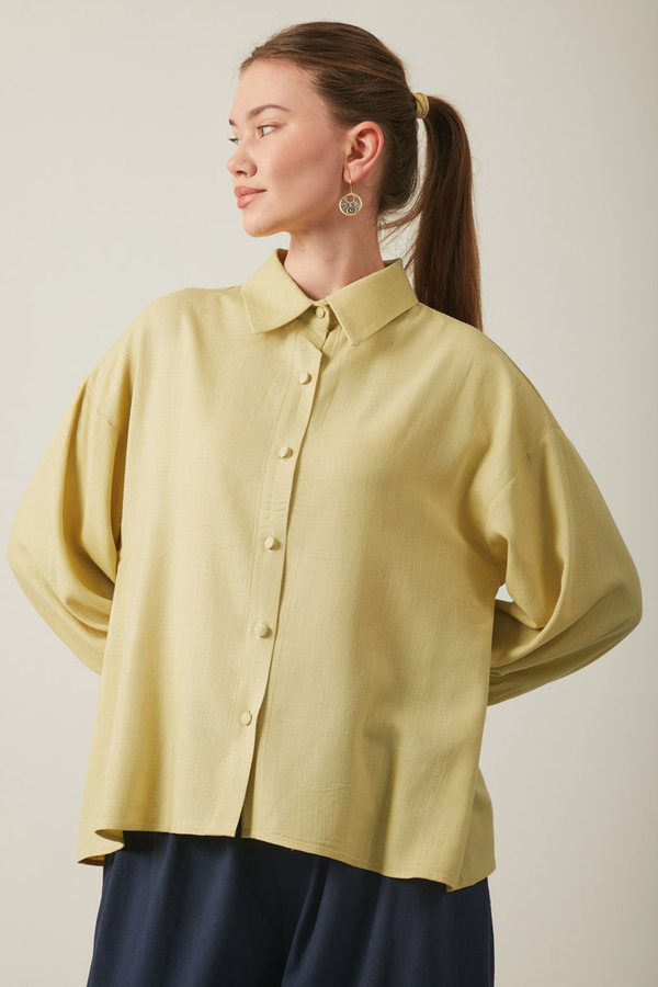 Viscose Linen Shirt Butter Yellow - 13
