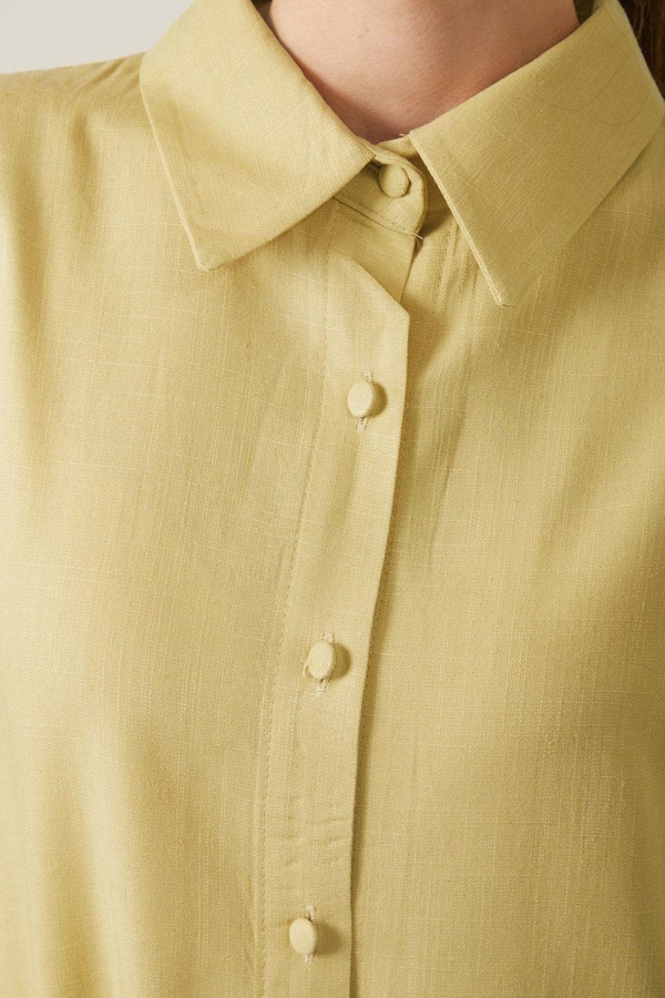 Viscose Linen Shirt Butter Yellow - 16