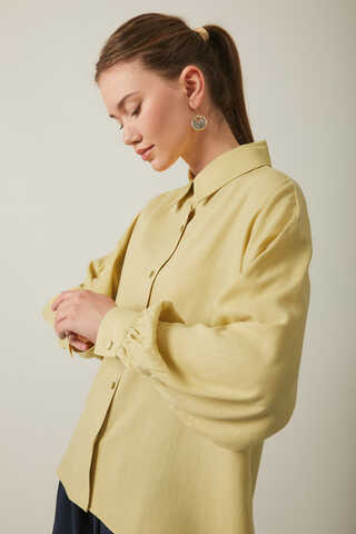 Viscose Linen Shirt Butter Yellow - 17