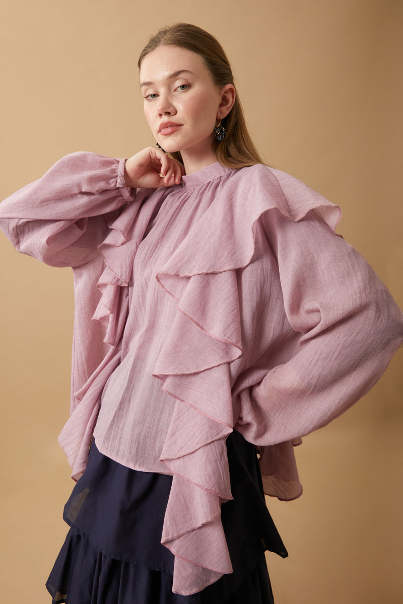 Volanlı Blouse Powder