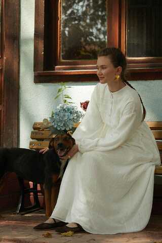 White Lace Yoke Dress - 13