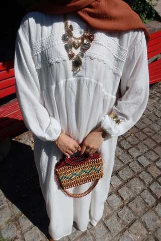 White Lace Yoke Dress - 1