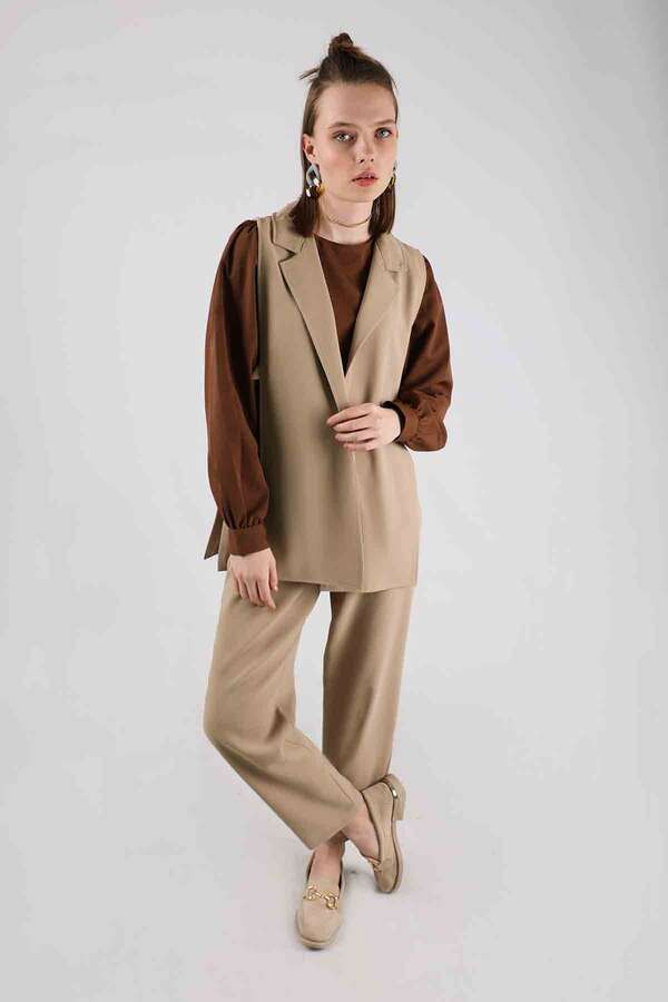 Zulays - Yelek Tunik Takım Camel
