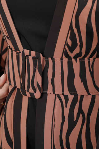 Zebra Desen Kimono Kiremit - Thumbnail